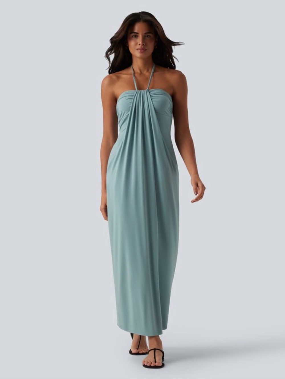 Halter Tie Back Maxi Dress with pockets in the color Aquifer NWT 🦈🌊🐚